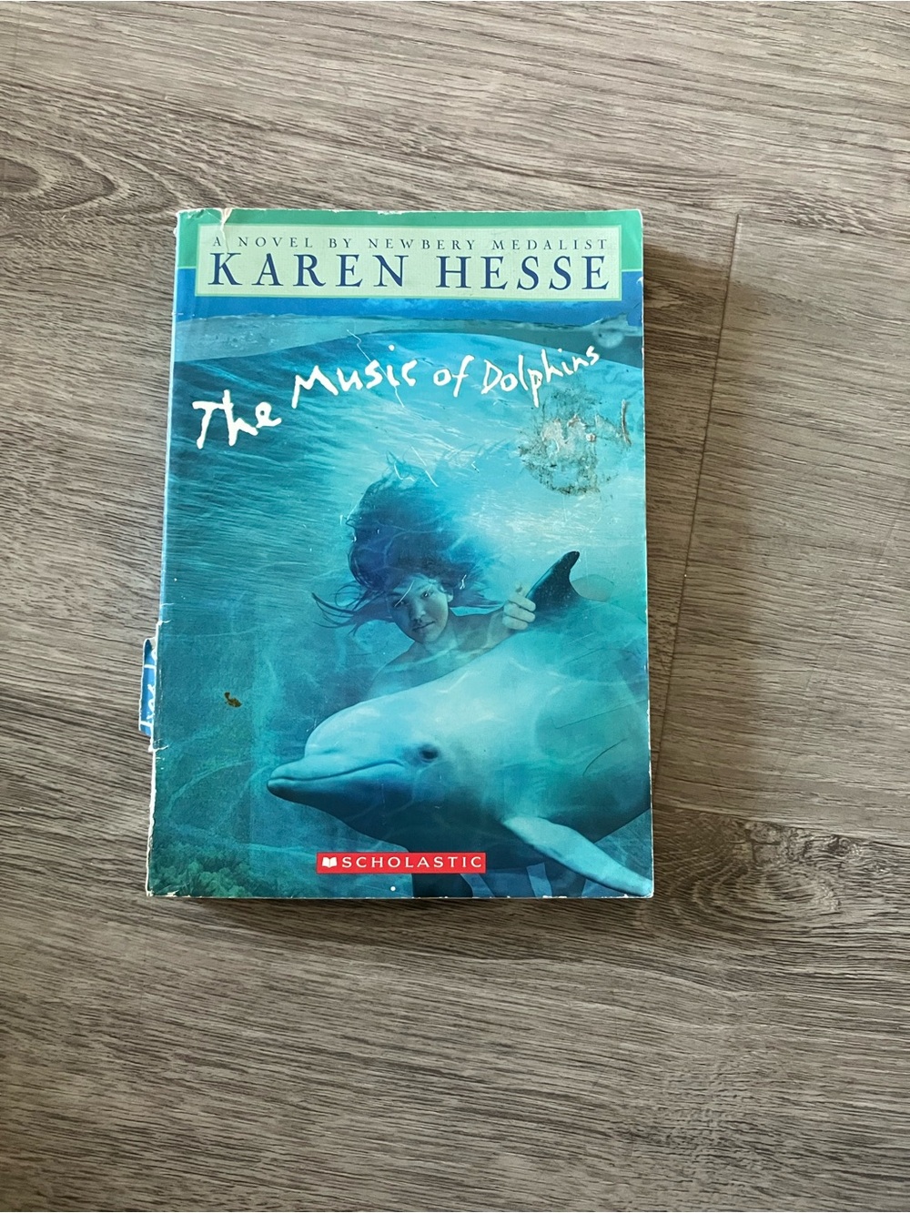 3/$15 Karen Hesse "The Music of Dolphins" - Teal Blue Cover